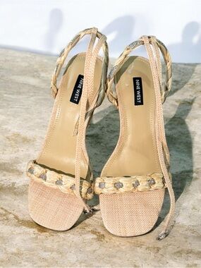 Nine West Tan Braided Slingback Heels